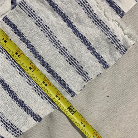 Chico’s Stripe Linen Blend Open Frayed Edge No Collar Blazer Jacket  Size 12 - Picture 7 of 7